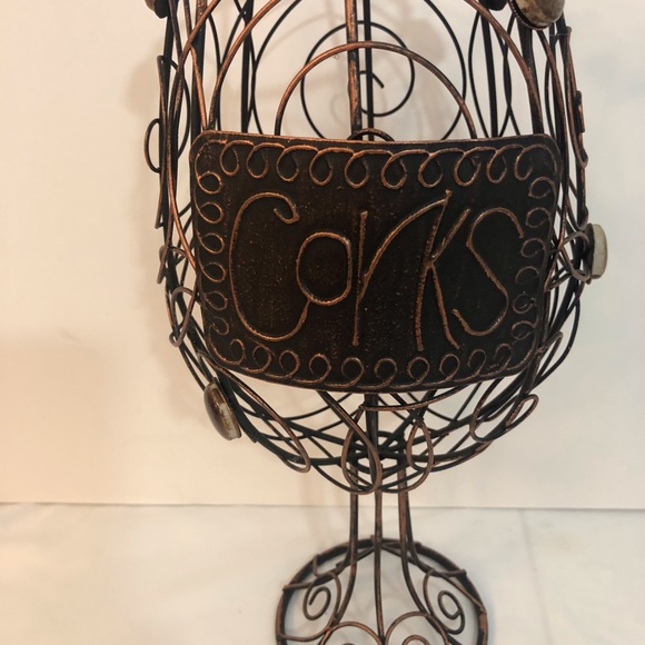 Metal Cork Holder Rustic Bronze Pedestal Retro Look Wine NEW - Picture 3 of 9